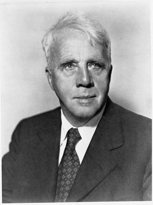 black and white photo of Robert Frost
