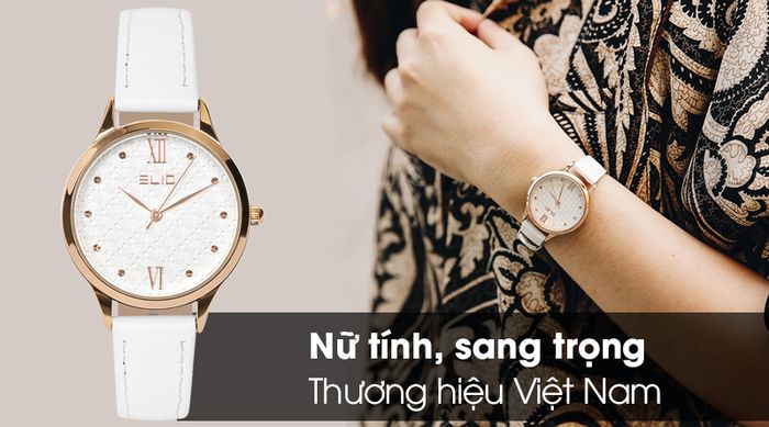 Đồng hồ Nữ Elio EL008-02 có thiết kế đơn giản, nữ tính