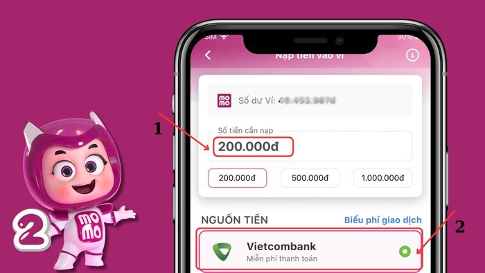 Hướng dẫn chi tiết cách chuyển tiền từ ngân hàng sang MoMo - bước 2