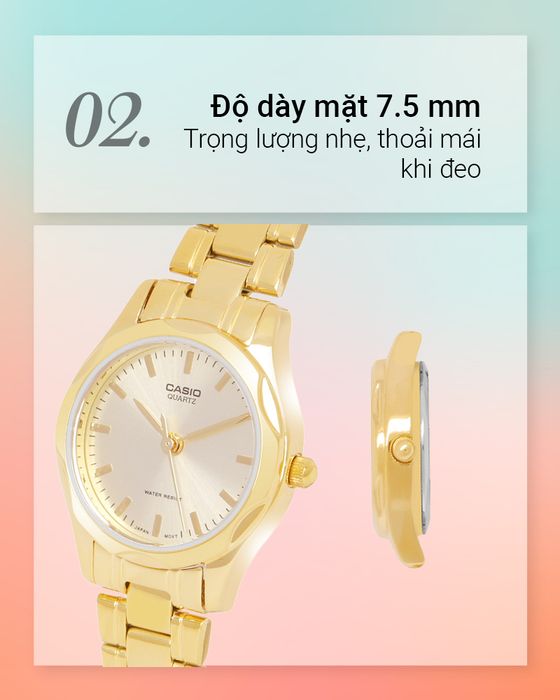 Đồng hồ Nữ Casio LTP-1275G-9ADF mỏng nhẹ