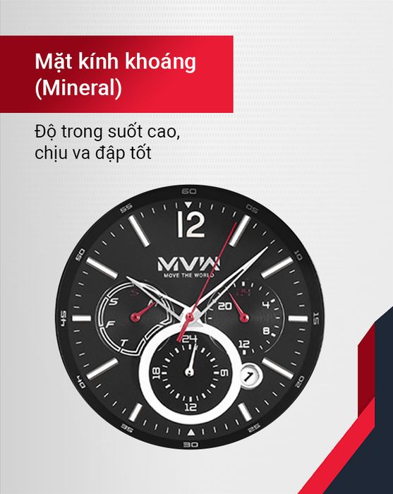 Đồng hồ Nam MVW ML062-01 thiết kế kính khoáng (Mineral) với độ cứng cao