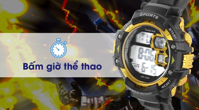 Đồng hồ trẻ em Smile Kid SL019-01 có tính năng bấm giờ thể thao