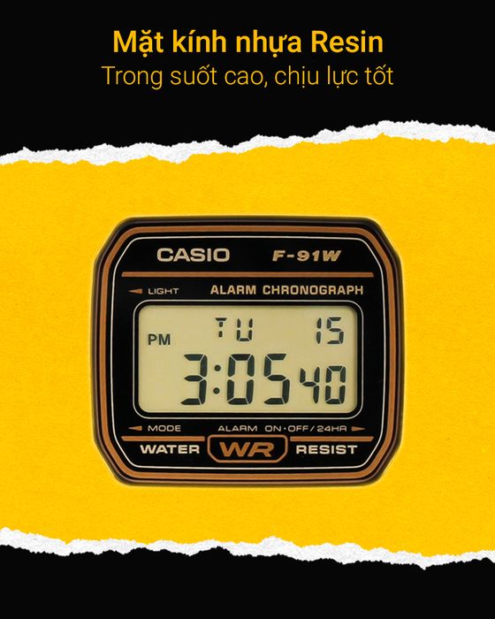 Đồng hồ nam Casio F-91WM-9ADF có mặt kính trong suốt