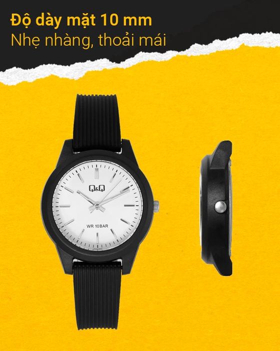 Đồng hồ nữ Q&Q VS13J003Y có độ dày mặt 10 mm