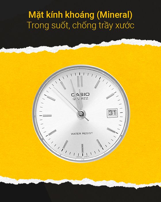 Đồng hồ nữ Casio LTP-1170A-7ARDF có mặt kính khoáng trong suốt
