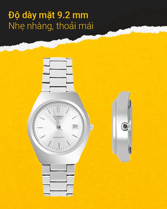 Đồng hồ nữ Casio LTP-1170A-7ARDF với độ dày mặt 9.2 mm