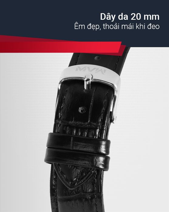 Đồng hồ Nam MVW ML057-01 thiết kế da tổng hợp mềm nhẹ, ôm tay rất tốt