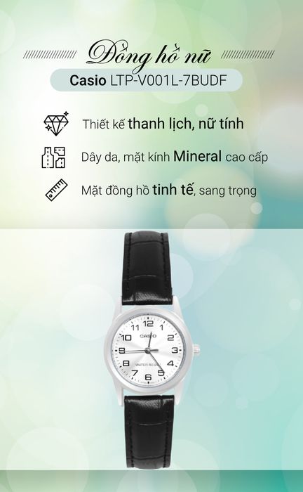 Tổng quan về Đồng hồ Nữ Casio LTP-V001L-7BUDF