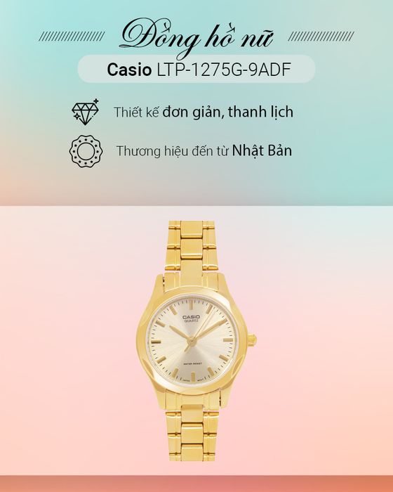 Đồng hồ Nữ Casio LTP-1275G-9ADF đến từ thương hiệu Nhật Bản