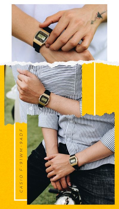 Đồng hồ nam Casio F-91WM-9ADF - đeo trên tay