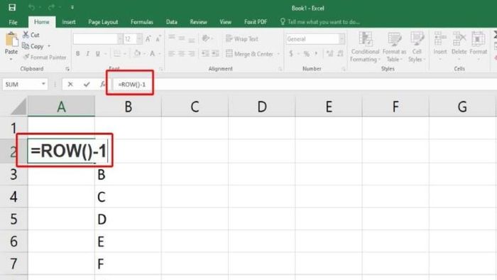 Hướng dẫn đánh số thứ tự trong Excel khi xóa dòng bằng hàm ROW bước 2 (Kèm hình minh họa)