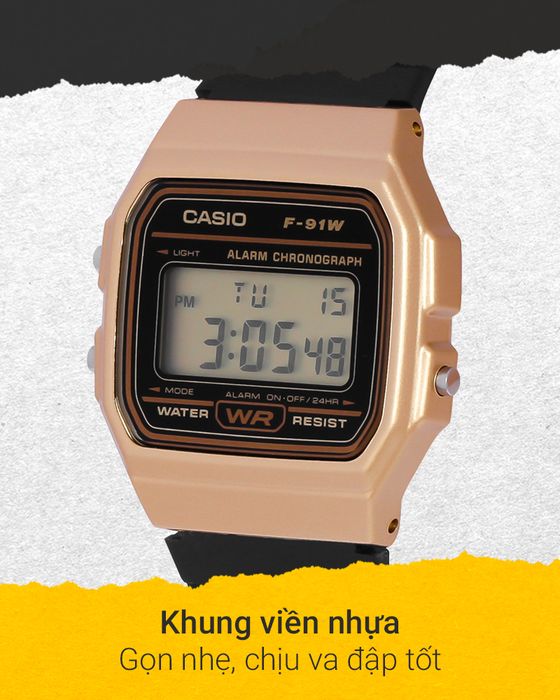 Đồng hồ nam Casio F-91WM-9ADF có khung viền bền bỉ