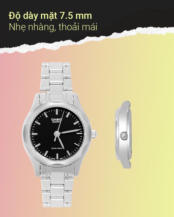 Đồng hồ Nữ Casio LTP-1275D-1ADF có thiết kế mỏng nhẹ