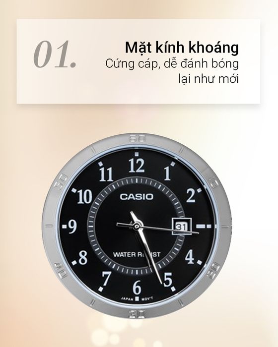 Đồng hồ Nữ Casio LTP-V004D-1BUDF có mặt kính trong suốt