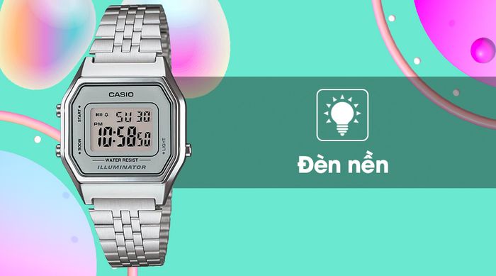 Đồng hồ unisex Casio LA680WA-7DF trang bị đèn led chiếu sáng mạnh