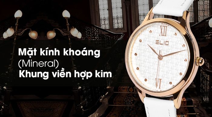 Đồng hồ Nữ Elio EL008-02 có mặt kính khoáng cứng cáp