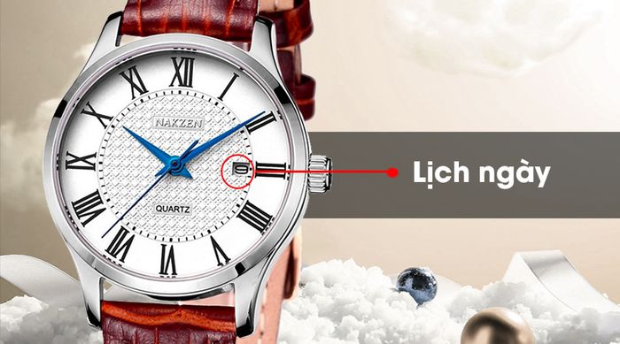 Đồng hồ nữ Nakzen SL4043LBN-7 được trang bị lịch ngày tiện lợi