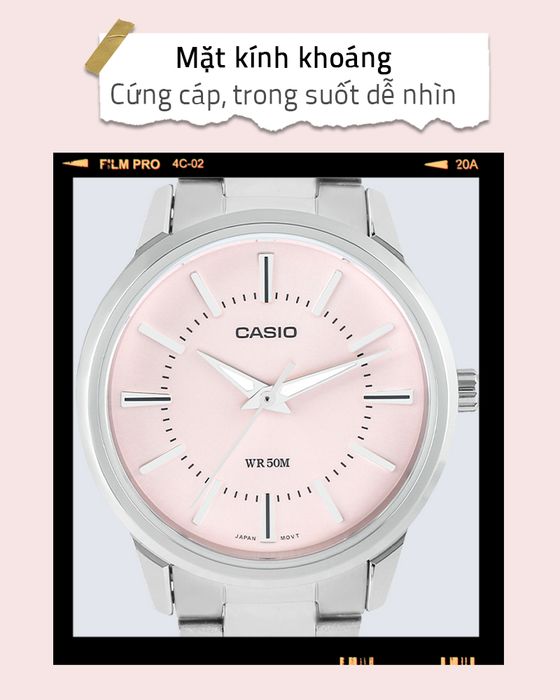 Đồng hồ Nữ Casio LTP-1303D-4AVDF có mặt kính trong suốt