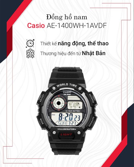 Tổng quan về đồng hồ Nam Casio AE-1400WH-1AVDF