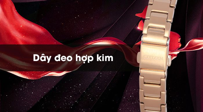 Đồng hồ nữ Citizen EQ0593-85P có dây đeo chắc chắn, tạo cảm giác mát tay khi mang