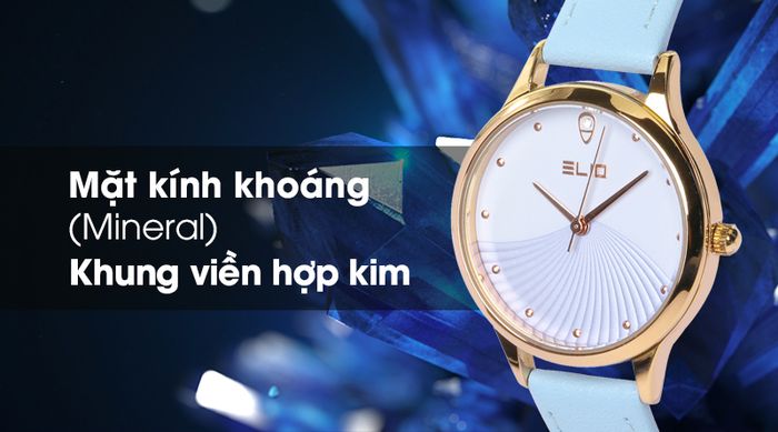 Đồng hồ Nữ Elio EL006-01 có mặt kính khoáng bền bỉ, cứng cáp