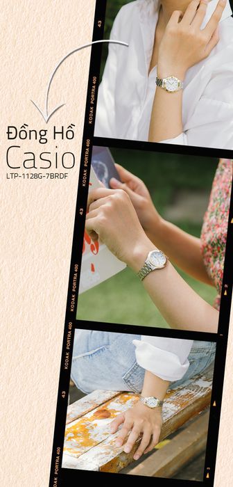 Trên tay đồng hồ Nữ Casio LTP-1128G-7BRDF