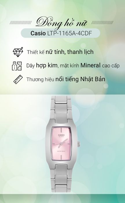 Đồng hồ nữ Casio LTP-1165A-4CDF sở hữu thiết kế thanh lịch