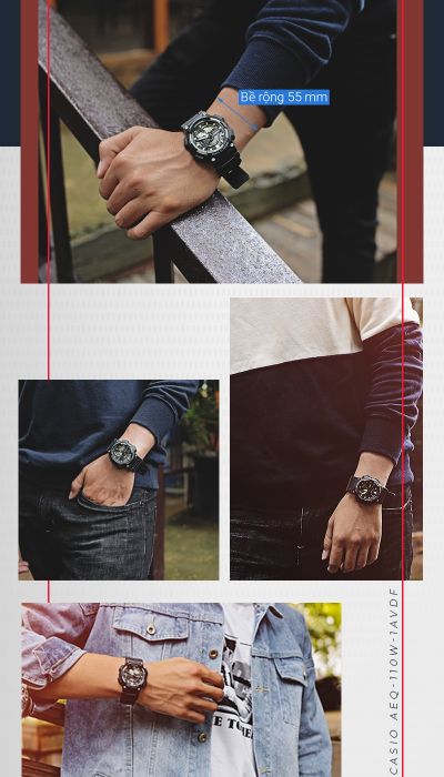 Đồng hồ nam Casio AEQ-110W-1AVDF - đeo trên tay