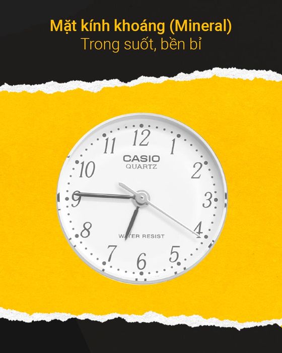 Đồng hồ nữ Casio LTP-1094E-7BRDF có mặt kính khoáng chịu lực tốt
