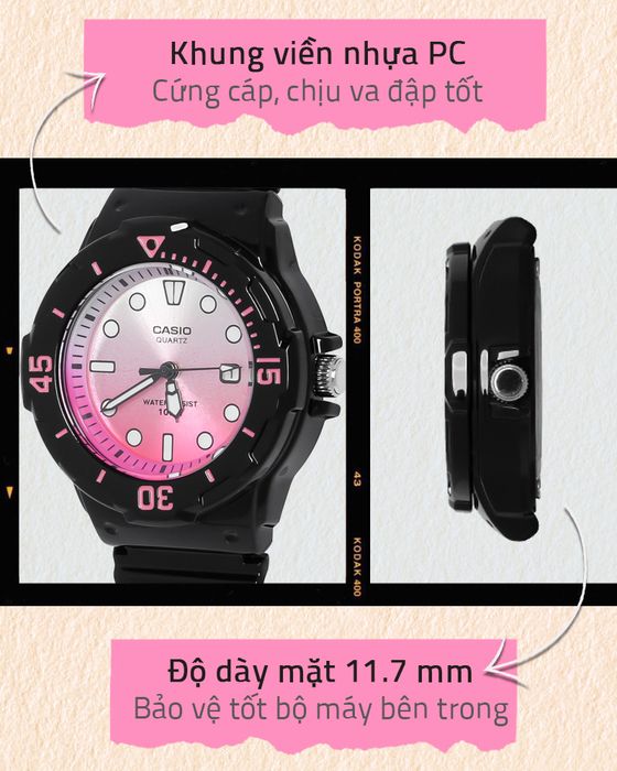 Đồng hồ Nữ Casio LRW-200H-4EVDR có lớp vỏ bền bỉ