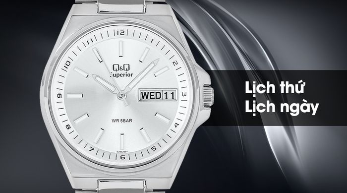 Đồng hồ nam Q&Q S396J201Y được trang bị lịch thứ, lịch ngày tiện lợi