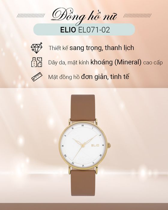 Đồng hồ nữ Elio EL071-02 có thiết kế trẻ trung