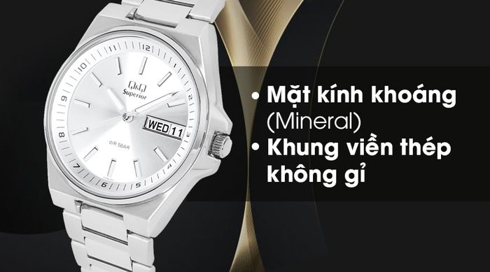 Đồng hồ nam Q&Q S396J201Y được trang bị lớp vỏ ngoài bền chắc
