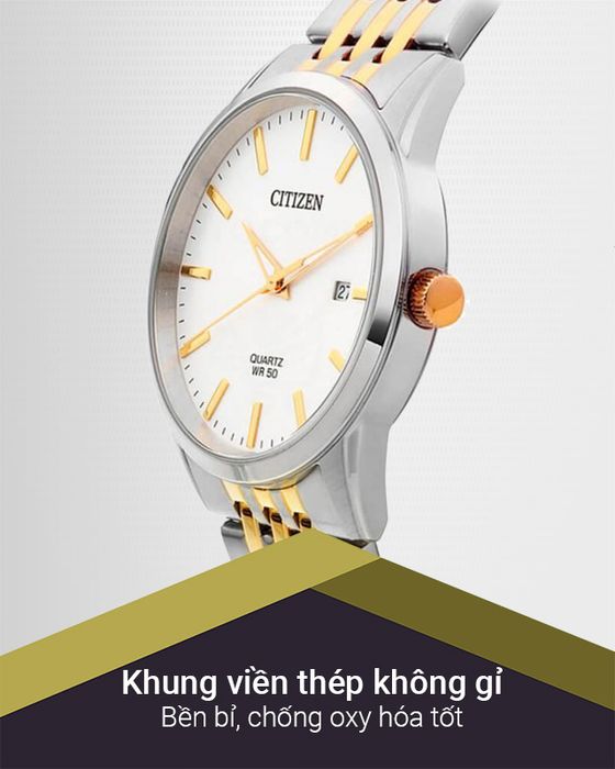Đồng hồ nam Citizen BI5006-81P có khung viền bền chắc