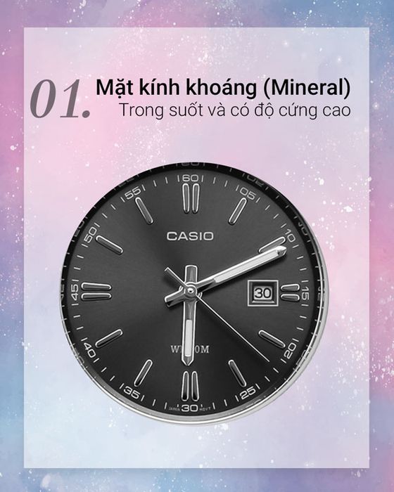 Đồng hồ Nữ Casio LTP-1302D-1A1VDF có mặt kính khoáng cứng cáp