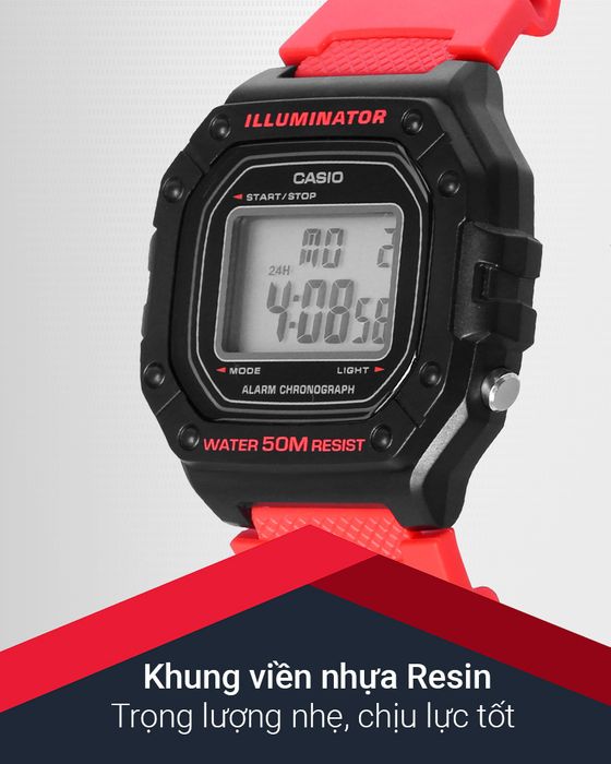 Đồng hồ Nam Casio W-218H-4BVDF có khung viền chắc chắn