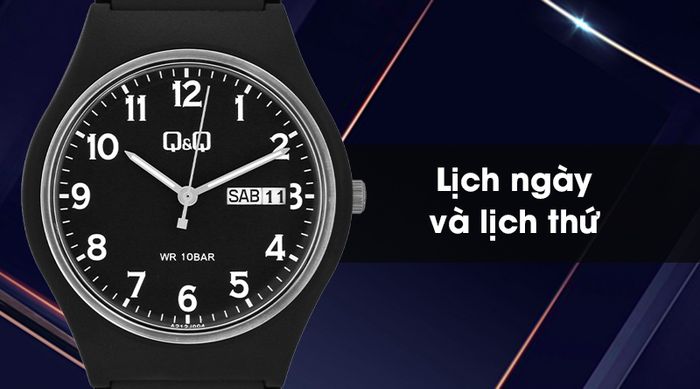 Đồng hồ Unisex Q&Q A212J004Y được trang bị lịch thứ, lịch ngày tiện lợi