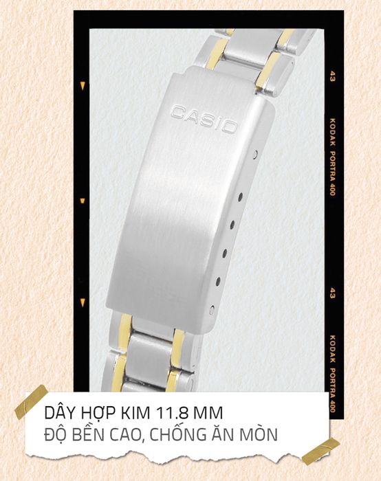 Đồng hồ Nữ Casio LTP-1128G-7BRDF có dây đeo hợp kim chắc chắn