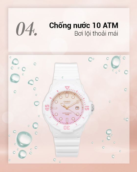 Đồng hồ nữ Casio LRW-200H-4E2VDR có hệ số chống nước 10 ATM