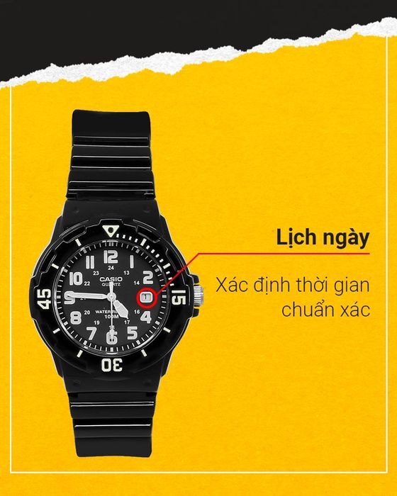 Đồng hồ nữ Casio LRW-200H-1BVDF được trang bị ô lịch ngày tiện lợi