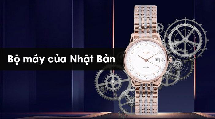 Đồng hồ nữ Elio ES024-C2 được trang bị bộ máy của Nhật Bản