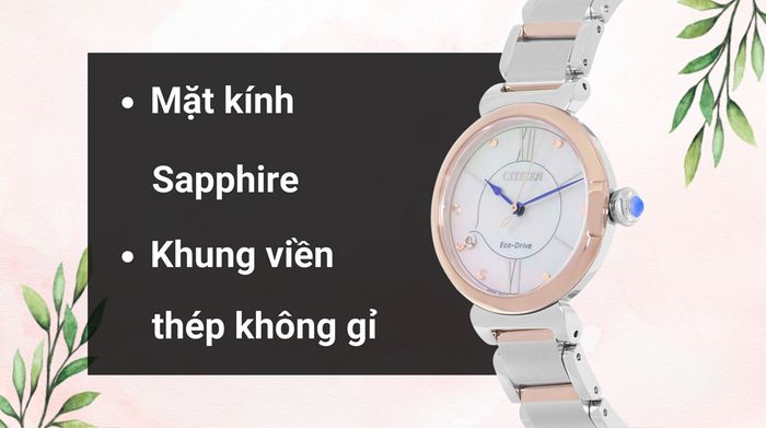 Chất liệu mặt kính và khung viền của mẫu đồng hồ