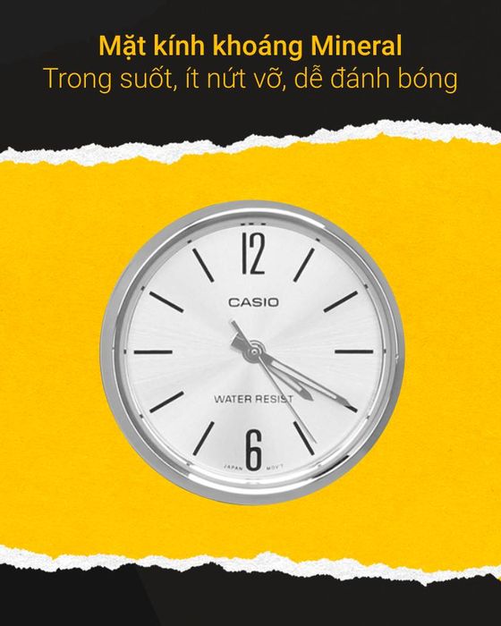 Đồng hồ nữ Casio LTP-V005L-7BUDF có mặt kính khoáng trong suốt