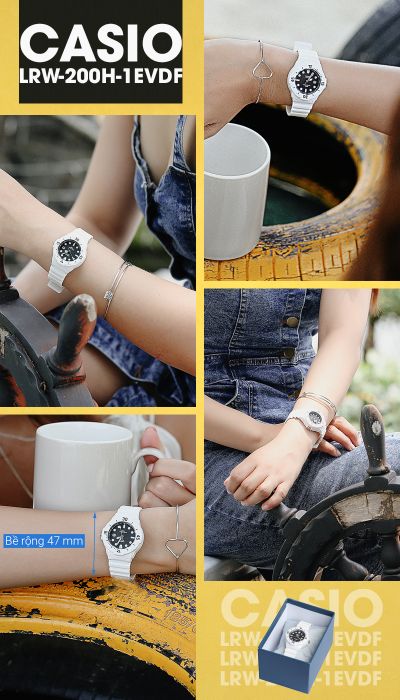 Đồng hồ nữ Casio LRW-200H-1EVDF - đeo trên tay