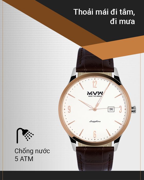 Đồng hồ Nam MVW ML055-01 có hệ số chống nước 5 ATM