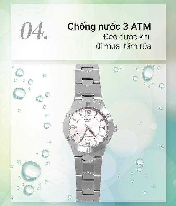 Đồng hồ Nữ Casio LTP-1241D-4ADF có hệ số chống nước 3 ATM