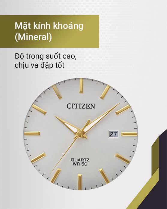 Đồng hồ nam Citizen BI5006-81P có mặt kính trong suốt