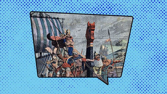 A depiction of Vikings landing in Normandy during the 9th century, circa 1911.