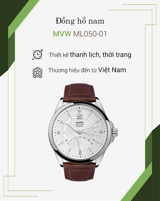 Đồng hồ nam MVW ML050-01 có thiết kế nam tính