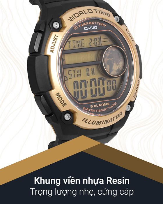 Đồng hồ Nam Casio AE-3000W-9AVDF có khung viền bền chắc, chịu lực tốt
